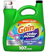 Gain + Odor Defense Liquid Laundry Detergent Super Fresh Blast Scent, HE Compatible, 107 Loads 15...
