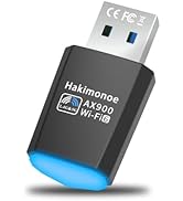 Hakimonoe WiFi USB Adapter for PC Desktop, Latest Wi-Fi 6 AX900 Dual Band 600Mbps on 5G/286Mbps o...