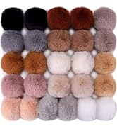 BQTQ 26 Pieces Faux Rabbit Fur Pom Pom Keychain Fluffy Balls Pom Pom with Elastic Loop for Hats K...
