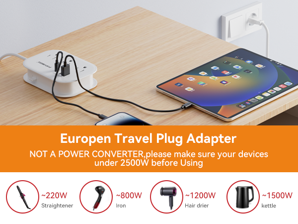 European travel plug adapter outlet convert us to european