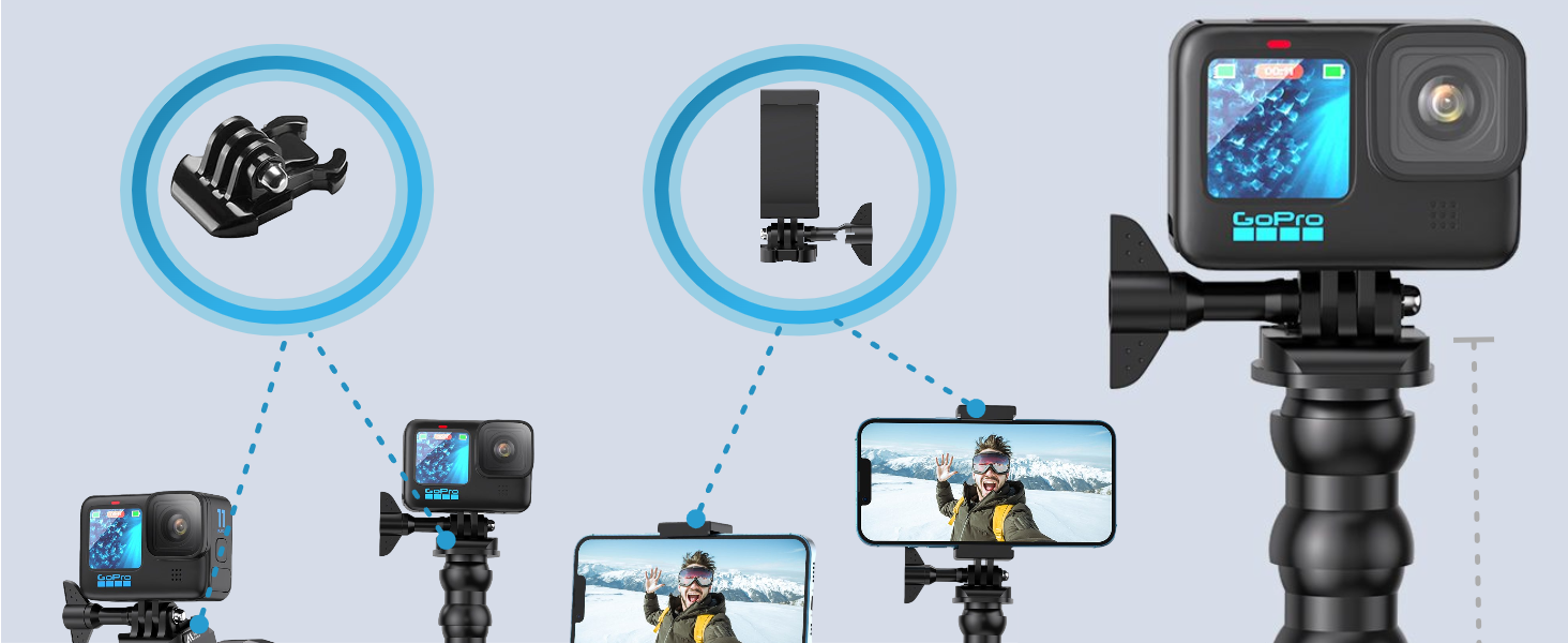 Motorcycle fence table desk camera mounting kit to attach action cam like go pro session silver 