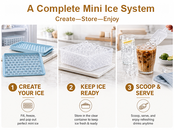 Mini Ice Cube Trays for Freezer with Lid