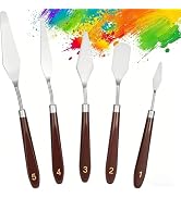 Palette Knife Set 5 Pcs Stainless Steel Painting Knives Wooden Handle | For Acrylic Oil Painting ...