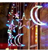 Moon and Stars Decor Curtain Lights, 11.5ft String Lights for Bedroom, Christmas, Ramadan Decor, ...