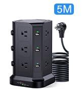 Surge Protector Power Strip Tower, KOOSLA 16.4 FT Extra Long Cord Flat Plug - [15A 1500J] Heavy-D...