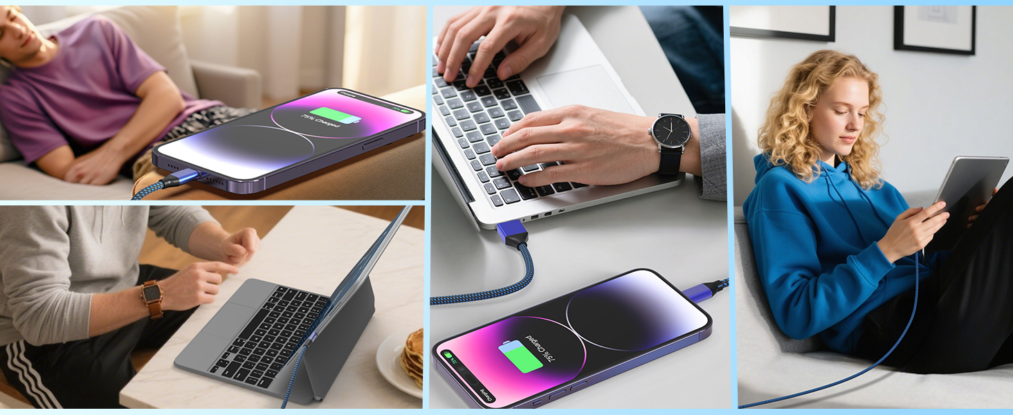 6PACK-3/3/6/6/6/10 FT iPhone Charger