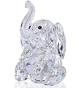 H&amp;D Crystal Cute Elephant Figurine Collection Cut Glass Ornament Statue Animal Collectible