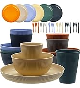 Wheat Straw Dinnerware Set, 36pcs Dishes Plates and Bowls Sets, Service for 6, Reusable Dinnerwar...