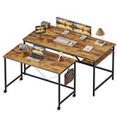Mericonia 48 inch Computer Desk w/Shelf &amp; Adjustable Feet, 32 inch Rolling Office Desk w/ 1 Hook,...