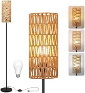 Ruiever Floor Lamp for Living Room,Farmhouse Rattan Floor lamp,Modern Standing lamp with 3 Color ...