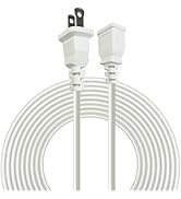 White Extension Cord 10 Feet 2 Prong Polarized Light-Duty Power Cable Male to Female, 5A 625W for...