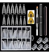 Nail Dual Forms for Polygel,120Pcs Stiletto Shape Extension Molds Clear Acrylic Nail Tips,100Pcs ...