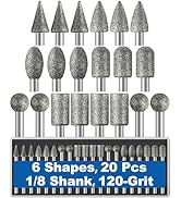 20Pcs 120-Grit Diamond Grinder Bit 1/8" Shank Compatible with Dremel Rotary Tool Attachment Acces...