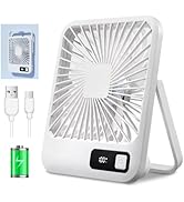 KAMISAFE Desk Fan Battery Operated Fan, USB Rechargeable Desktop Fans Small Quiet 180° Foldable P...