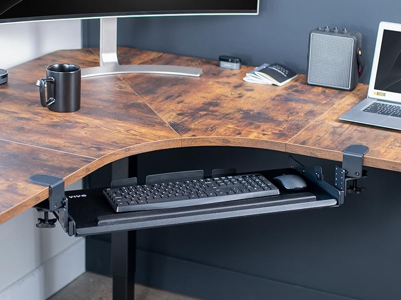Clamp-on Height Adjustable Tilting Keyboard Tray