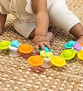 Infantino Silicone Bath Pop Spinners - Sensory Dinosaur Toys with Suction Cups, Engaging Bath Tim...