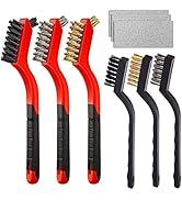 9 Pcs Wire Brush Set Includes 6 Pcs Nylon/Brass/Stainless Steel Bristles Brushes and 3 Pcs Sandpa...