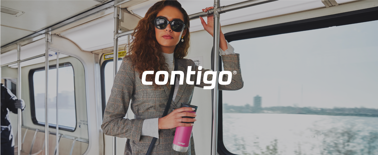 Contigo Thermal woman train sunglasses travel transport no spill leakproof commute professional cute