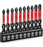 RLVKEAZ 10-Pack Phillips Bits #1#2#3 Impact Magnetic, 2 Inch Phillips Head Drill &amp; Screwdriver Bi...