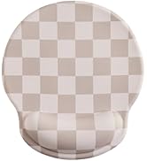 Ohocut Beige Khaki Checkered Mouse Pad with Gel Wrist Rest, Wrist Support, Ergonomic Desk Accesso...