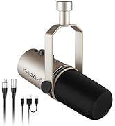 PROAR USB/XLR Podcasting Dynamic Microphone,Professional USB Gaming Microphone for PC Computer wi...