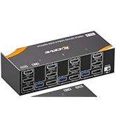 KCEVE USB 3.0 KVM Switch 3 Monitors 3 Computers Displayport HDMI, Triple Monitor KVM Switch 8K@60...