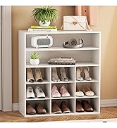 Garden 4 you Shoe Rack Organizer, 5-Tier Wood Cubby Shoe Rack with 2 Storage Shelf and 9 Cubbies,...