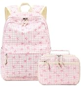 LEDAOU Girls Backpack with Lunch Box Set, 16 Inch Corduroy School Backpack for Girls Ages 5-10, C...
