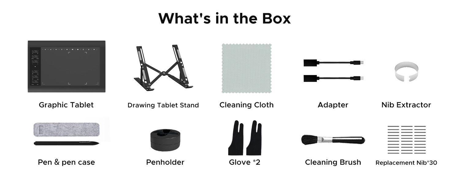 drawing tablet packing list