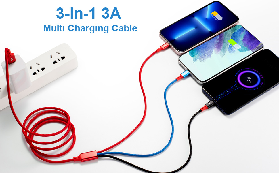 Nylon Braided phone Multi usb fast Charging cable type c micro usb charge sync cable usb c charger
