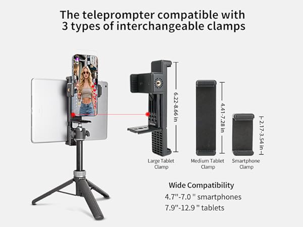 3 interchangeable types of clamps