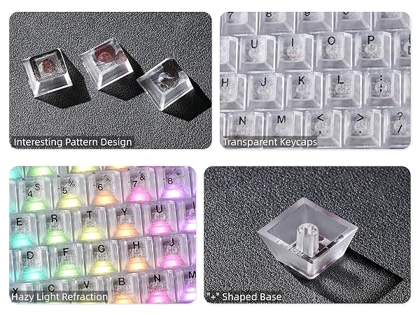 Clear Keycaps, Shine-Through Keycaps, Jelly Keycaps Cherry Profile Keycaps for Mechanical Keyboard