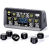 RV Tire Pressure Monitoring System with 4 inch LCD Display, 6-Wheel Real Time TPMS for Cars, SUVs...