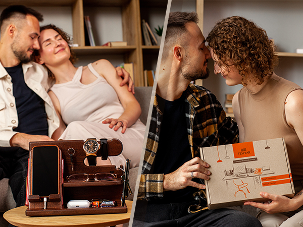 Christmas gift, Wooden desk organizer, Workspace essential, Office organization, Holiday present