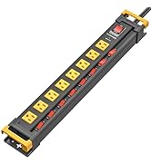 8 Outlet Metal Power Strip with Individual Switches,3300J Heavy Duty Surge Protector Power Strip ...