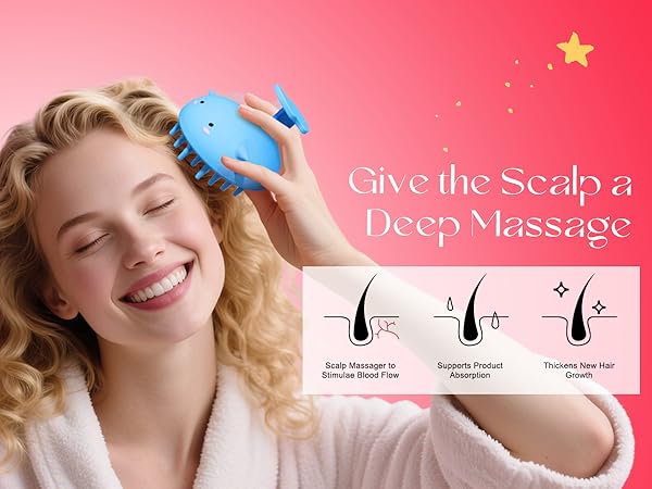 calp Massager Hair Growth Shampoo Brush, Scalp Scrubber Shower Scalp Brush Head Scalp Exfoliatorr