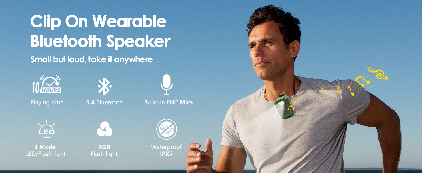 Wearable Bluetooth Speaker Clip on Speaker