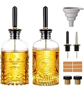 Baalaka Olive Oil Dispenser Bottle for Kitchen with Metal Spout, Glass Oil Bottles 7OZ, Elegant G...