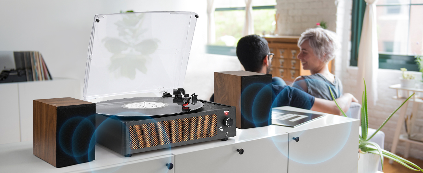 record player with speakers