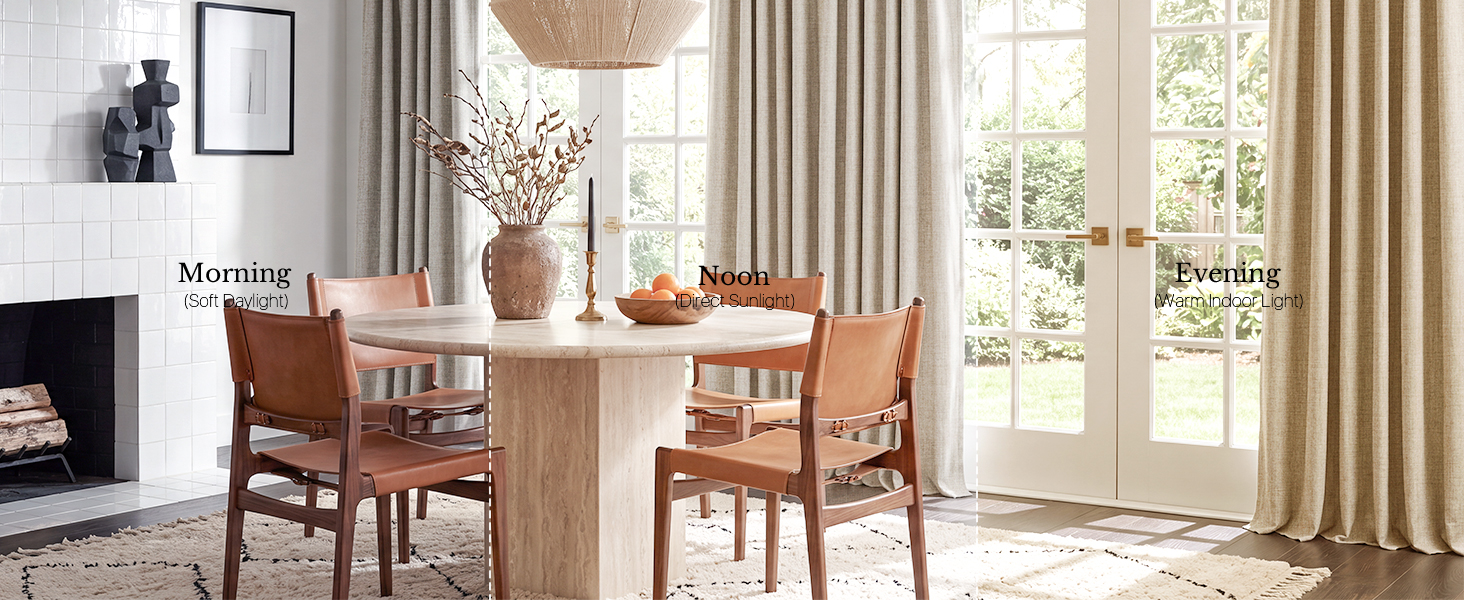 100% blackout linen dining room curtains for living room light UV blocking thermal insulated