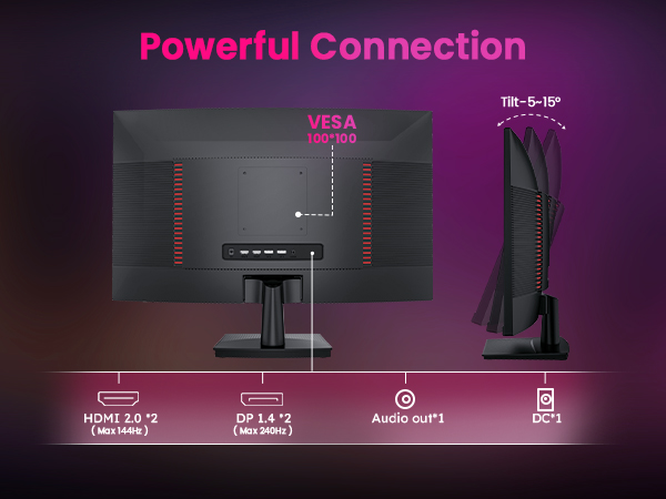 Text: 'Powerful Connection'. Technical diagram showing connectivity setup with purple background and device connection illustrations.