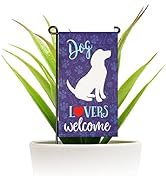 G128 Garden Flag &amp; Stand Dog Lovers Welcome 4"x8"