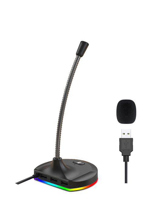 USB Microphone,Desktop Computer Mic with Mute Button and RGB Lighting