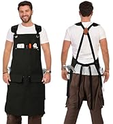 DILLMAN Woodworking Apron for Men Shop Apron Thick Canvas Work Apron with Tool Pockets