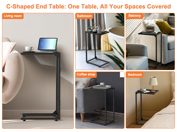 C-Shaped End Table for Living Room, Bedroom &amp;amp; Balcony