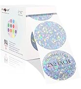 PARLAIM 2”Thermal Label Stickers,Holographic Sliver Circle Thermal Labels, Self Adhesive Direct R...