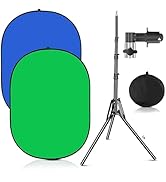 YUOCU 3.3x5ft/1x1.5m Chromakey Green Blue Backdrop with 6.23ft Stand, 2-in-1 Green Screen and Blu...