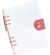 Mogoostry A5 Binder Cover Clear Binder Folder A5 6-Ring Soft PVC Planner Cover Refillable Noteboo...