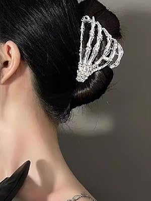 skull hand hair claw clip