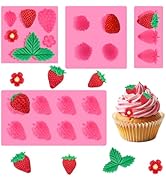 Puyeipt 4 Pcs Strawberry Silicone Molds, 3D Strawberry Fondant Molds for Chocolates, Candies, Cak...